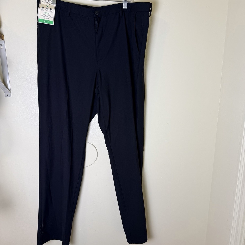 Chaps Men's & Big Men's Performance Golf Black Athletic Chino Pants 38x32 New